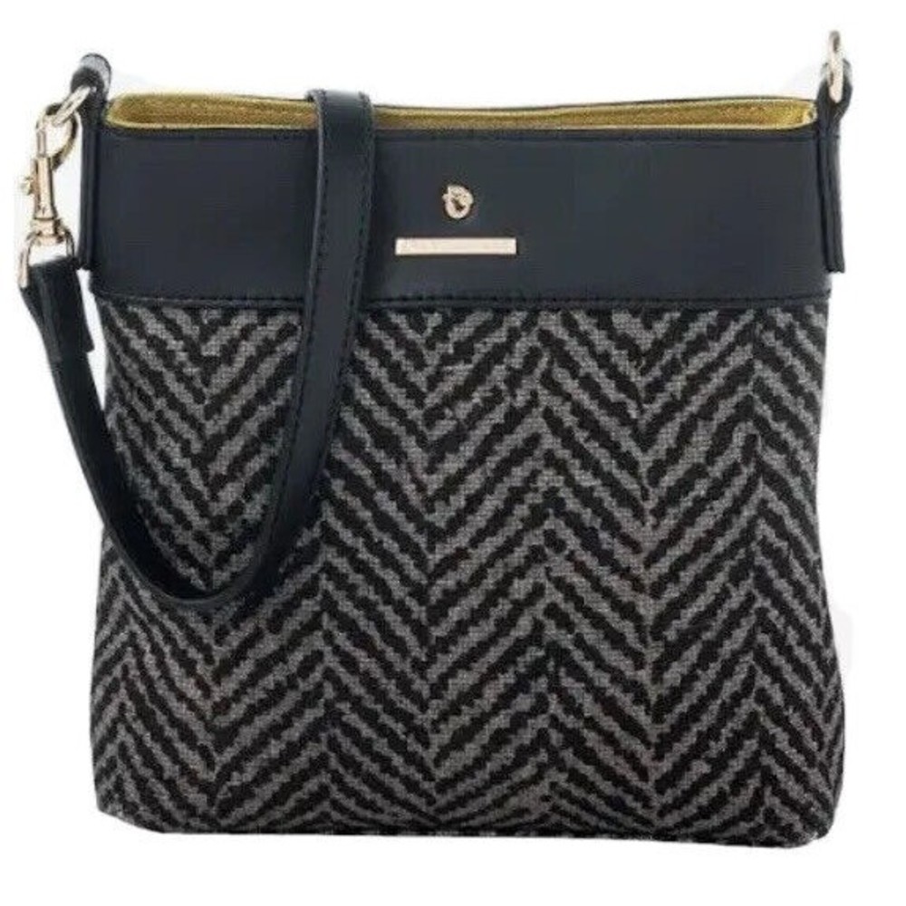 Spartina 449 Crossbody LORELEI Hipster Bag Slate Colored herringbone pattern